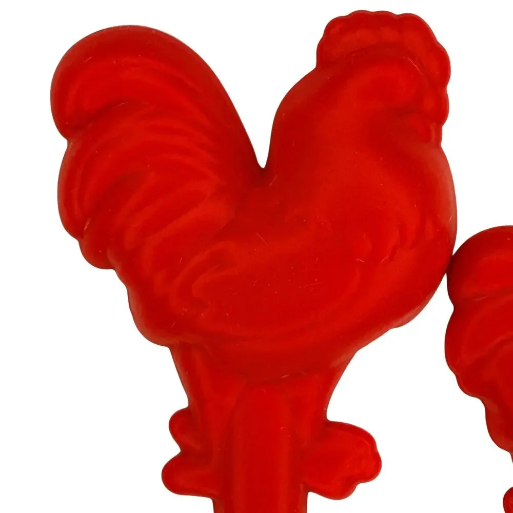 Rooster Silicone Measuring Spoon Set Barn Holder Farmhouse Country Kitchen Decor